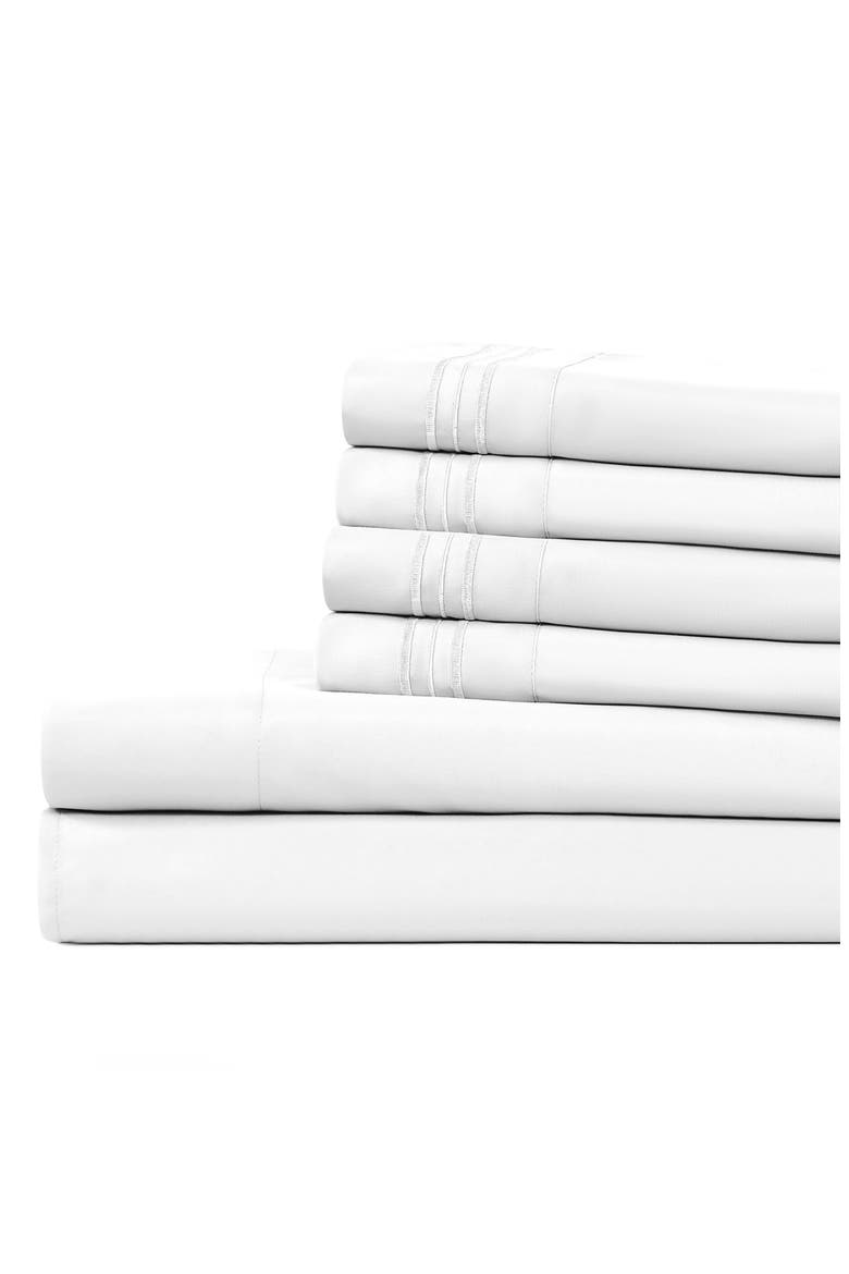 Solid Microfiber Deep Pocket 6-Piece Sheet Set, Main, color, WHITE