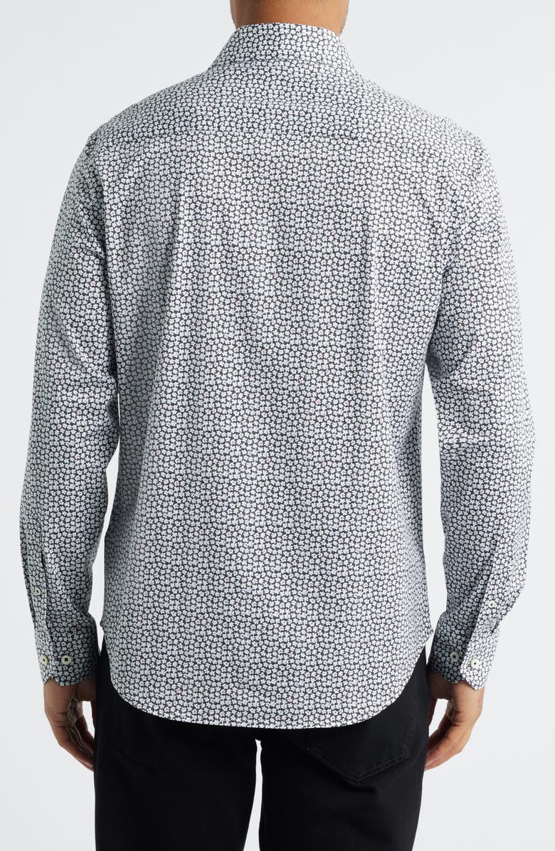 Bugatchi James OoohCotton<sup>®</sup> Floral Button-Up Shirt, Alternate, color, Black/ White