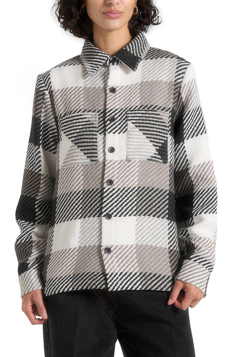 Manière De Voir Rune Unisex Check Overshirt, Alternate, color, Black