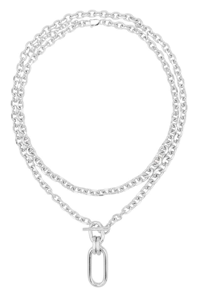 Set of 2 Carabiner Pendant Necklaces, Main, color, SILVER