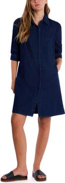 Wash Lab Denim Puff Sleeve Denim Shirtdress