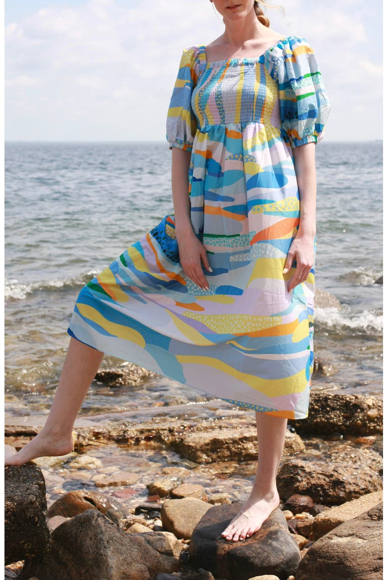 smocked cotton dress women Jessie Zhao New York Landscape Silk (Women) printed cotton Color:SNOW Mini dress edit: AW26 Occasion Girls: Ice Cream Parlor
