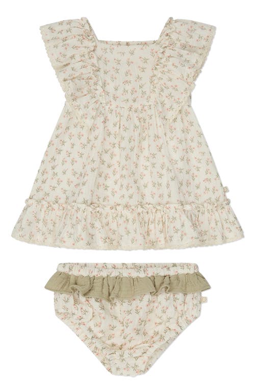 Mori Ruffle Organic Cotton Gauze Dress & Bloomers In Grass Floral