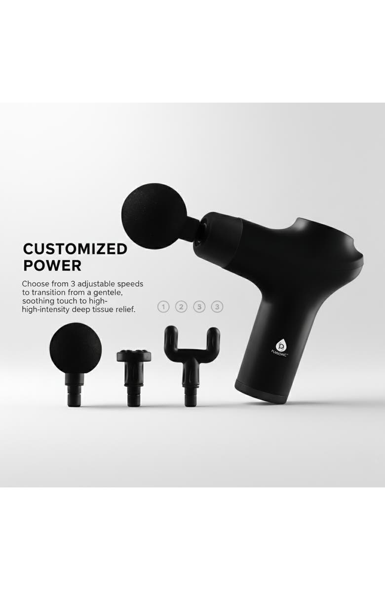 PURSONIC 7-in-1 LED Face Mask & 3-Speed Massage Gun, Alternate, color, Black