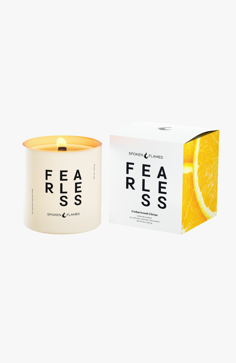 Spoken Flames Fearless Candle, Alternate, color, Off-White / Gold