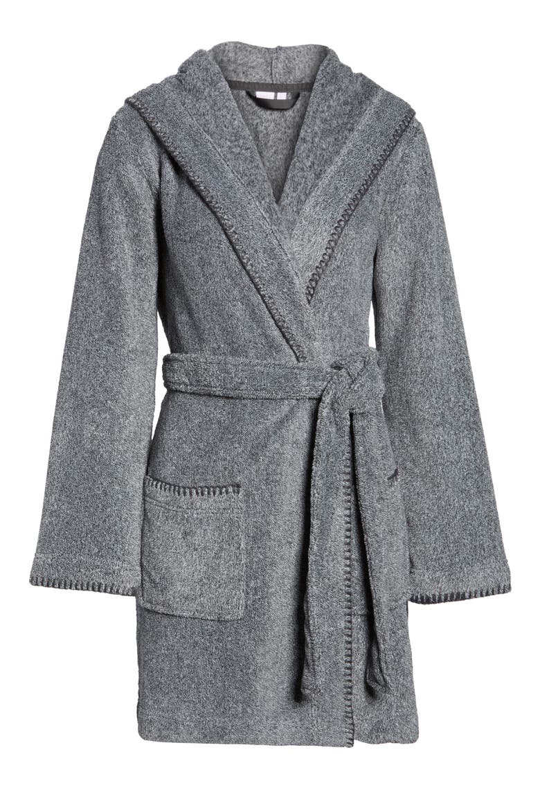 Starry Night Plush Short Robe, Alternate, color, GREY PHANTOM