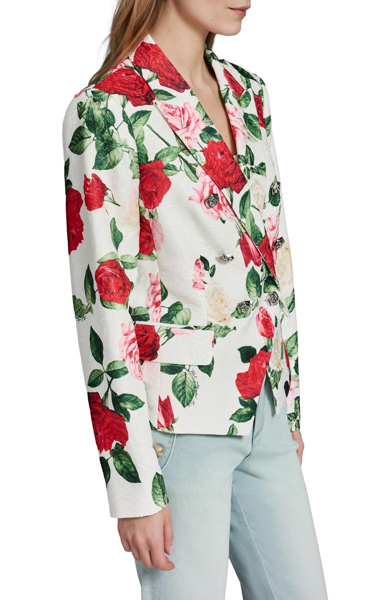 KARL LAGERFELD PARIS Rose Print Floral Jacquard Jacket, Alternate, color, 