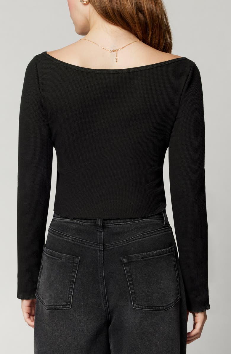 Florence by Mills Off the Shoulder Long Sleeve Crop Top, Alternate, color, Black