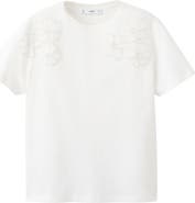 MANGO Floral Embellished Cotton T-Shirt