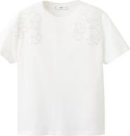 MANGO Floral Embellished Cotton T-Shirt