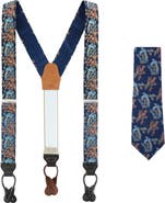 Trafalgar Birds of Prosperity Silk Button End Suspenders (Braces) and Necktie Set
