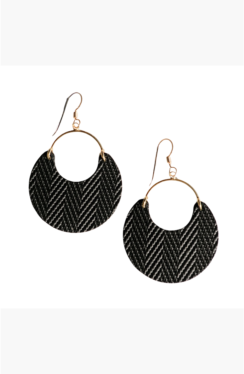 Nickel & Suede Ninas Earrings, Main, color, Black / Silver Metal