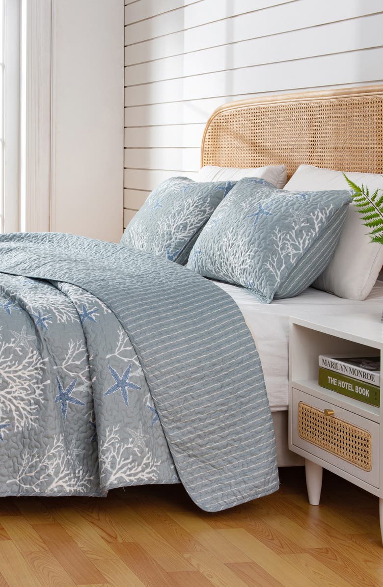 Woven & Weft Coastal 3-Piece Quilt Set, Alternate, color, Pearl Blue