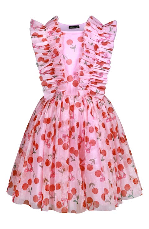 Kids' Cherry Print Ruffle Tulle Party Dress (Toddler, Little Kid & Big Kid)