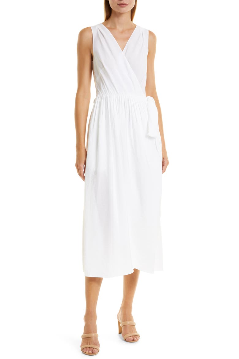 V-Neck Wrap Dress, Main, color, OPTIC WHITE