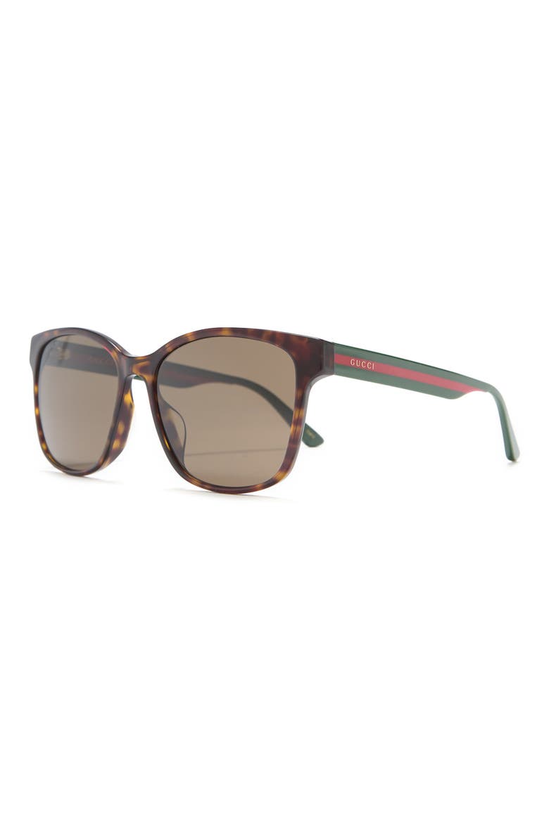 56mm Modified Square Sunglasses, Alternate, color, HAVANA