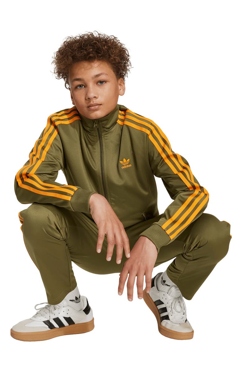 adidas Kids' Firebird Recycled Polyester Track Jacket, Alternate, color, Focus Olive