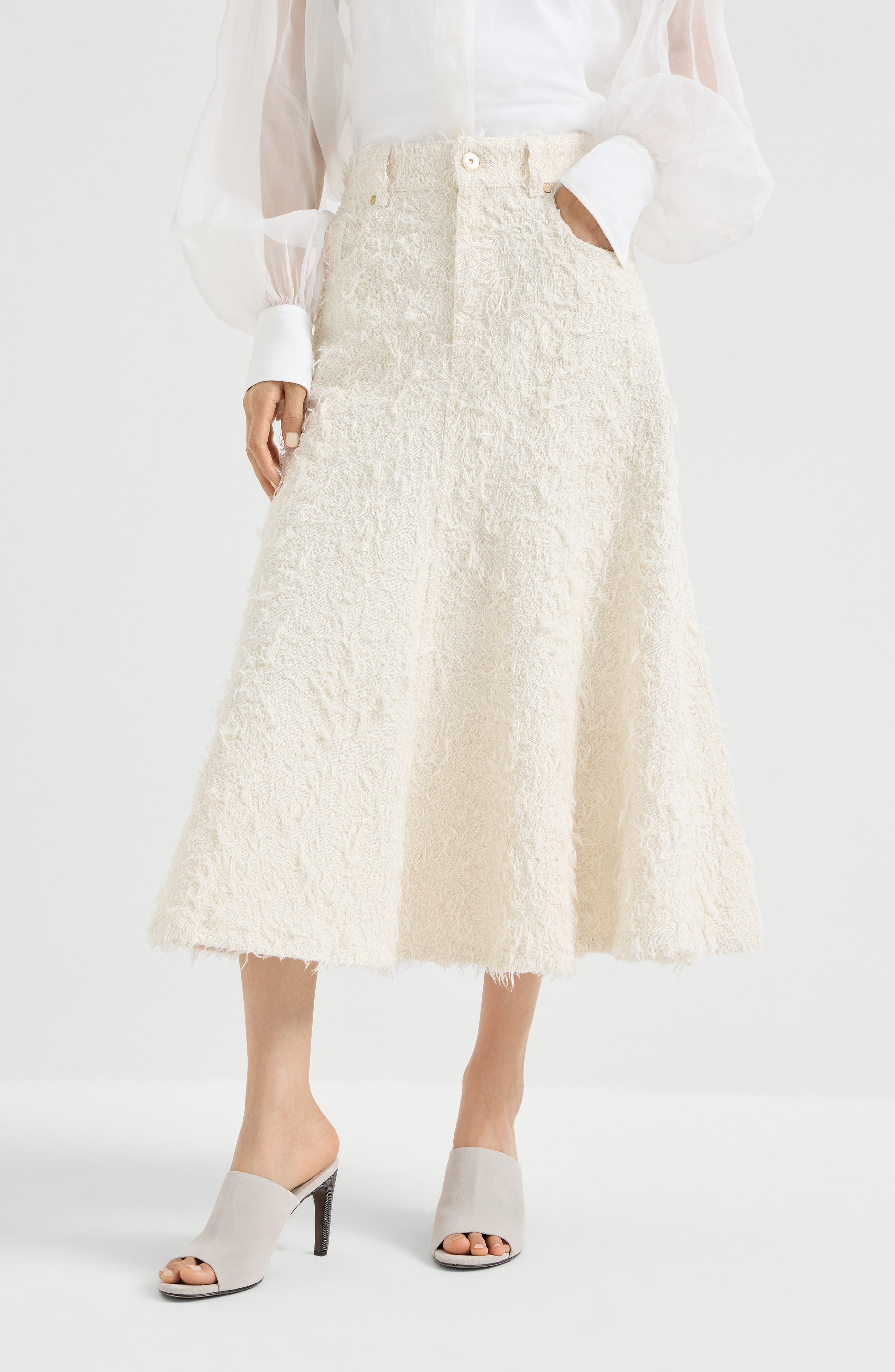 Five-pocket flared skirt