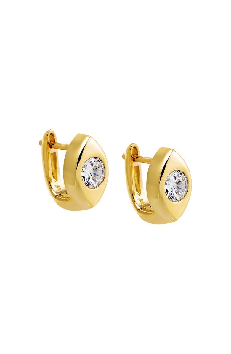 BY ADINA EDEN CZ Round Bezel Huggie Earring, Main, color, 