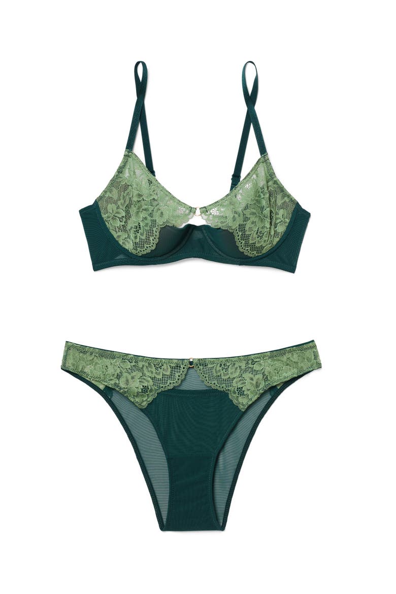Abella Unlined Balconette Bra, Alternate, color, Dark green