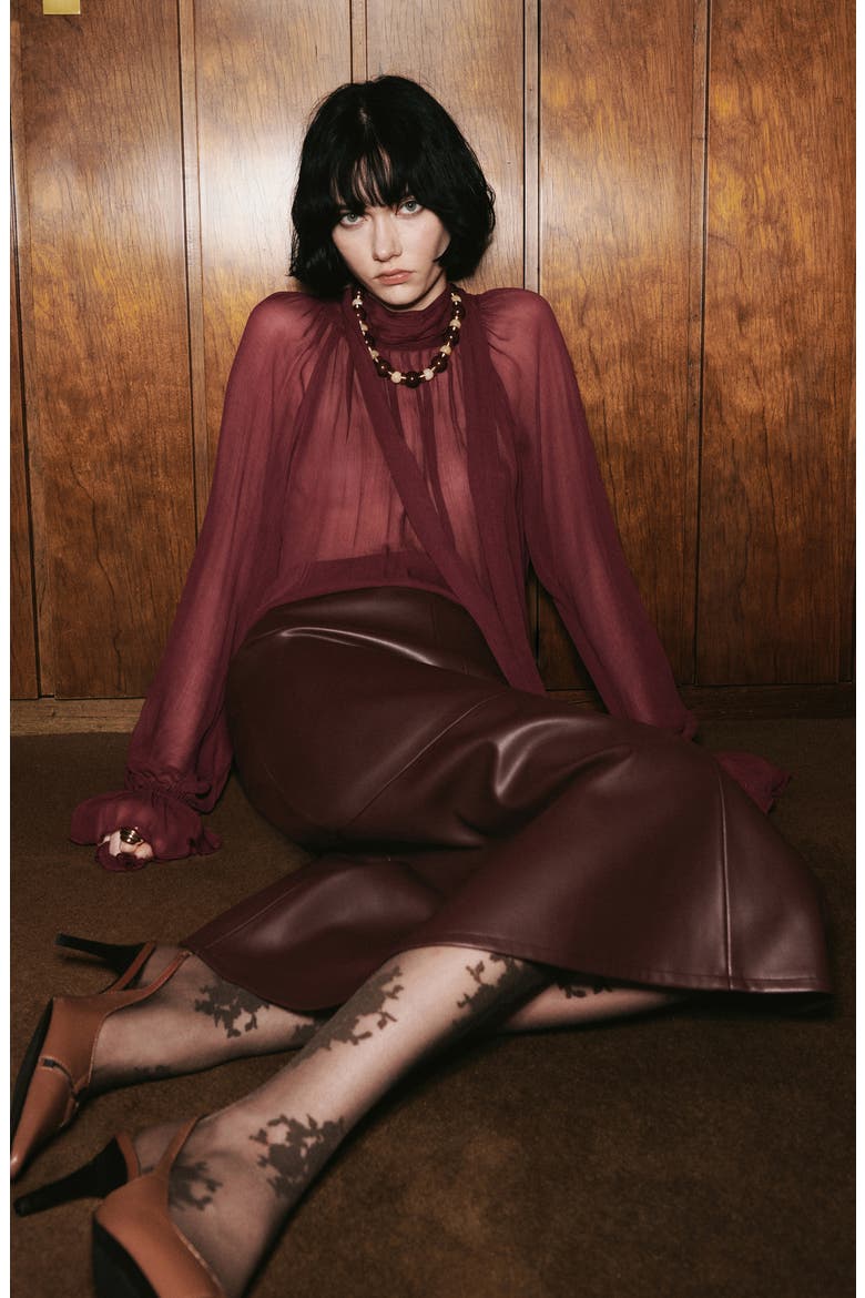 Semisheer Top, Alternate, color, BURGUNDY