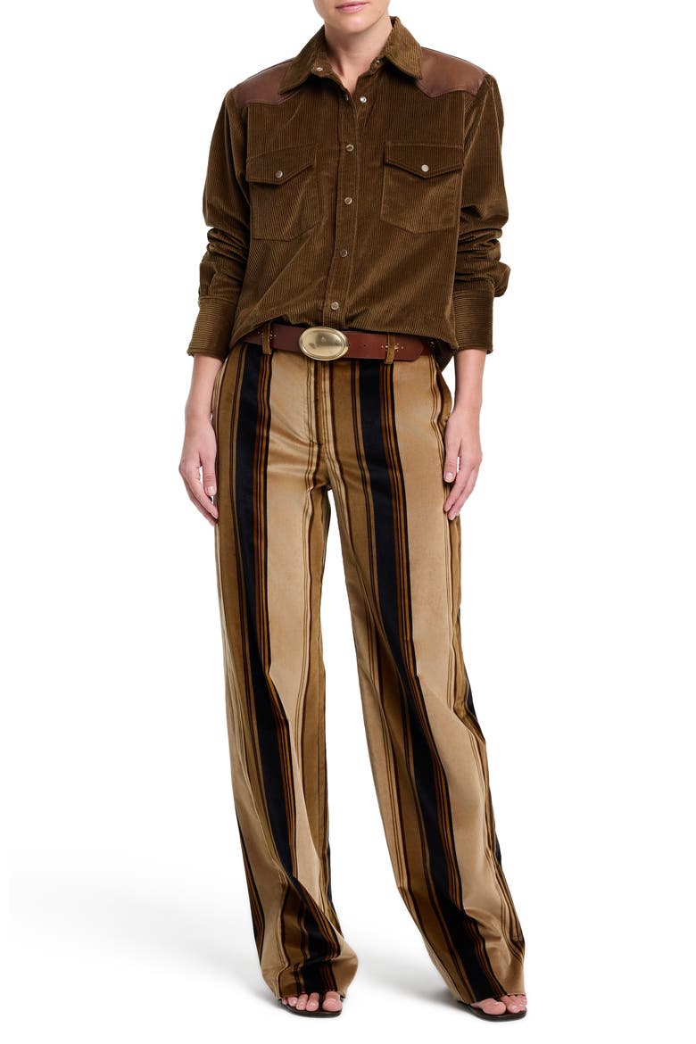 Cowboy Take Me Away Corduroy Shirt with Leather Yoke, Alternate, color, PINECONE / BISON
