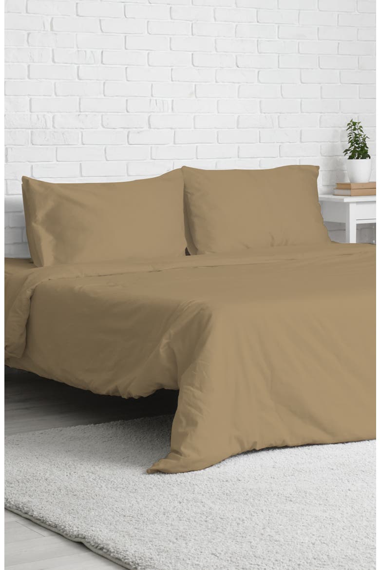 Solid Khaki Microfiber Duvet Cover Set, Alternate, color, KHAKI