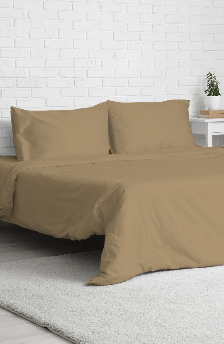 Luxury Home Solid Khaki Microfiber Duvet Cover Set, Alternate, color, Khaki