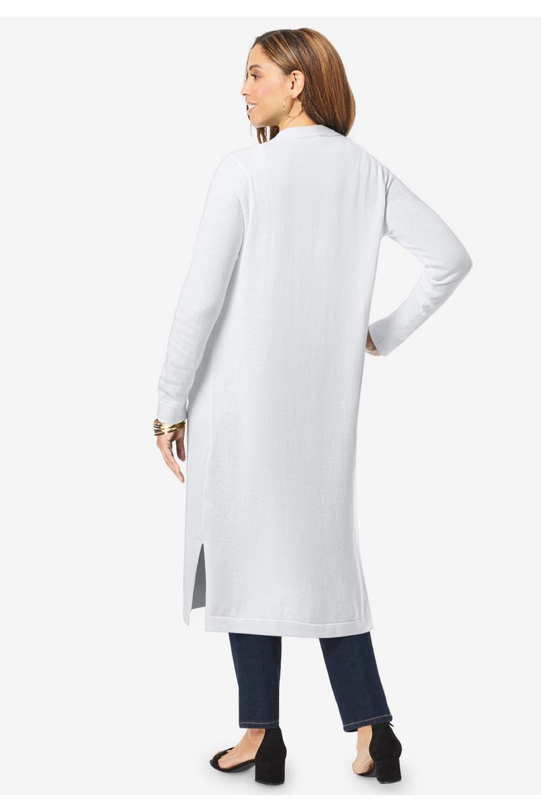 Fine Gauge Duster Cardigan, Alternate, color, WHITE