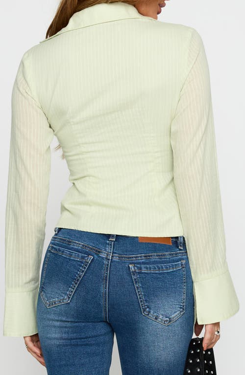Princess Polly Elowenn Long Sleeve Cotton Button-up Shirt In Green
