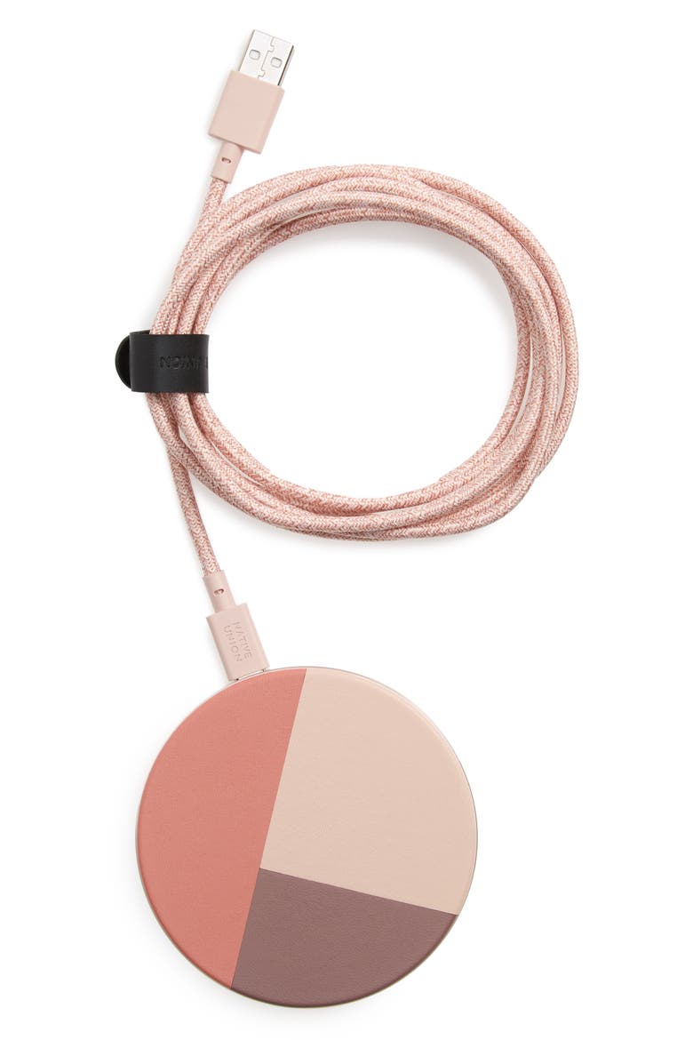 Drop Marquetry Wireless Charging Pad, Main, color, ROSE