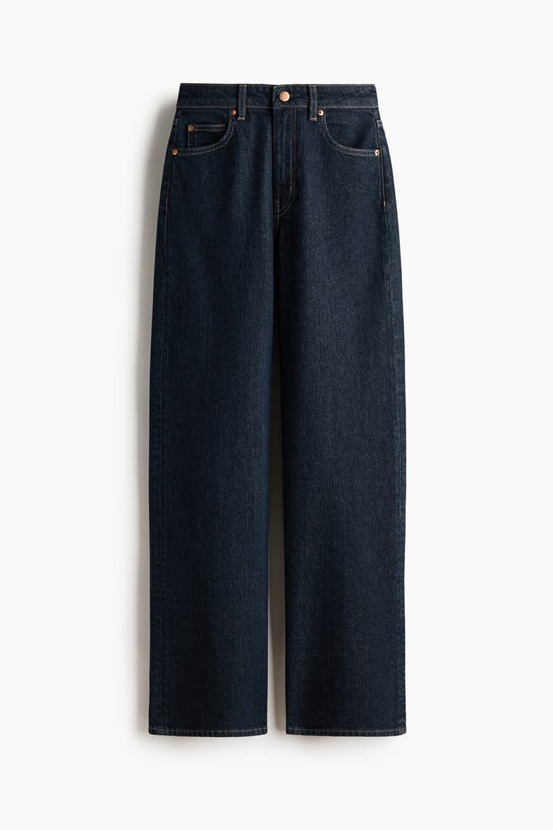 Wide High Waist Jeans, Alternate, color, Navy denim blue