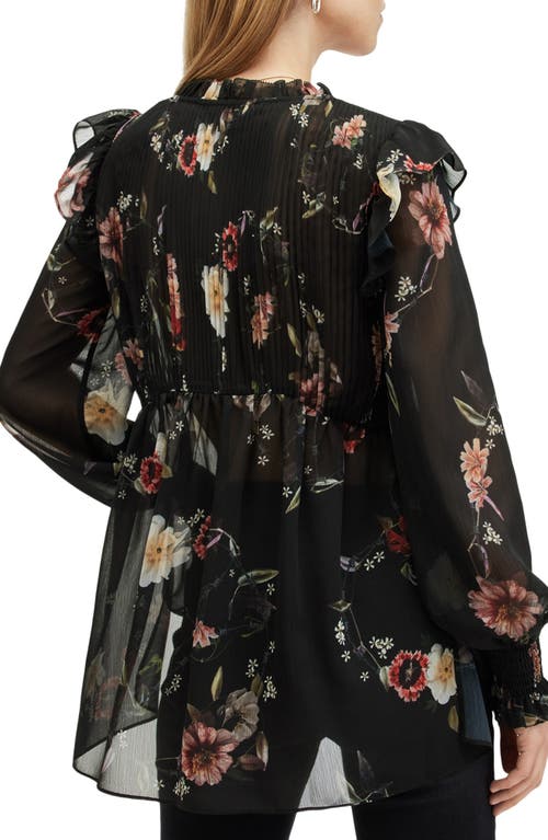 Allsaints Iryna Frill Printed Sheer Top