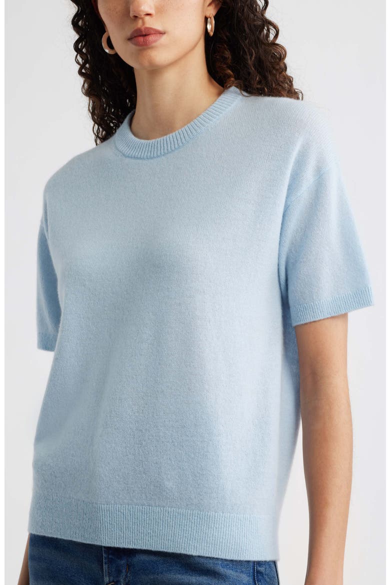 Short Sleeve Cashmere Sweater, Alternate, color, BLUE SUBDUED