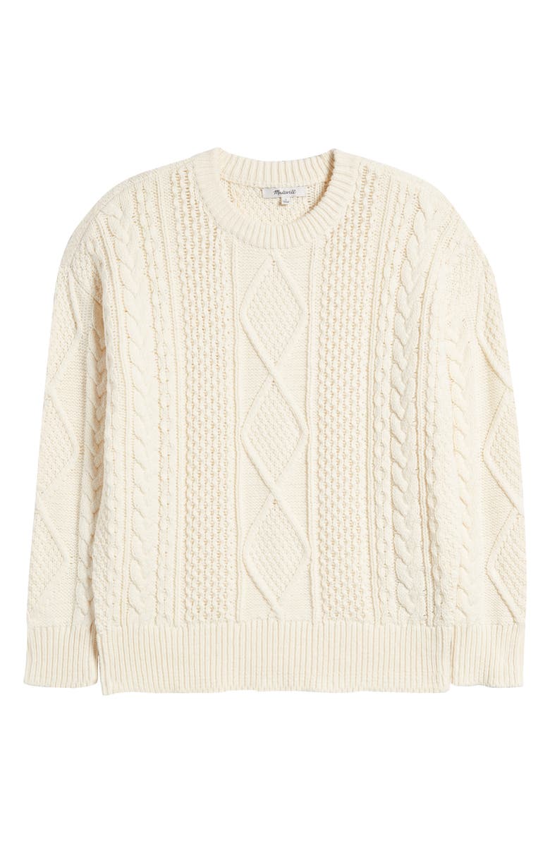 Madewell Cable Stitch Crewneck Sweater, Alternate, color, Antique Cream