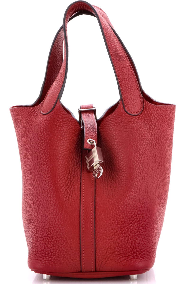 Pre-Owned Hermes Picotin Lock Bag Clemence PM, Main, color, Rouge Grenat