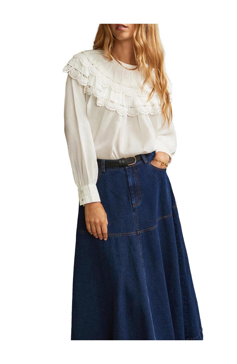 Ro&Zo Crochet Double Frill Blouse, Alternate, color, White