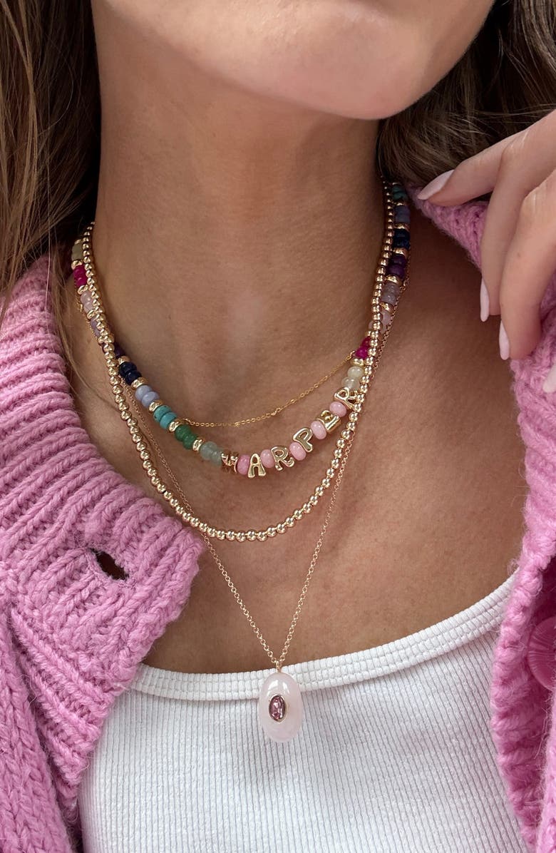 BaubleBar Custom Semiprecious Bubble Necklace, Alternate, color, Gold Multi