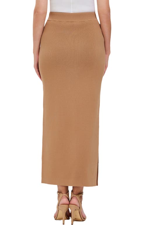 Kimi & Kai Side Slit Knit Maxi Skirt In Gold