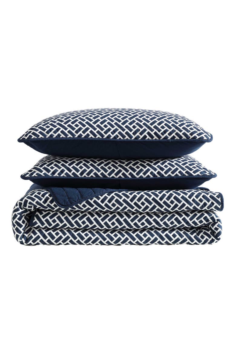 Lockridge Reversible Cotton Quilt Set, Main, color, NAVY