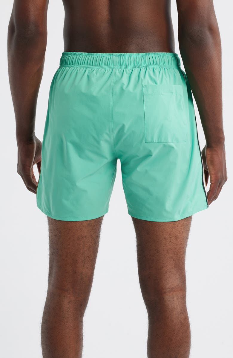 BOSS Iconic Side Stripe Swim Trunks, Alternate, color, Bright Green