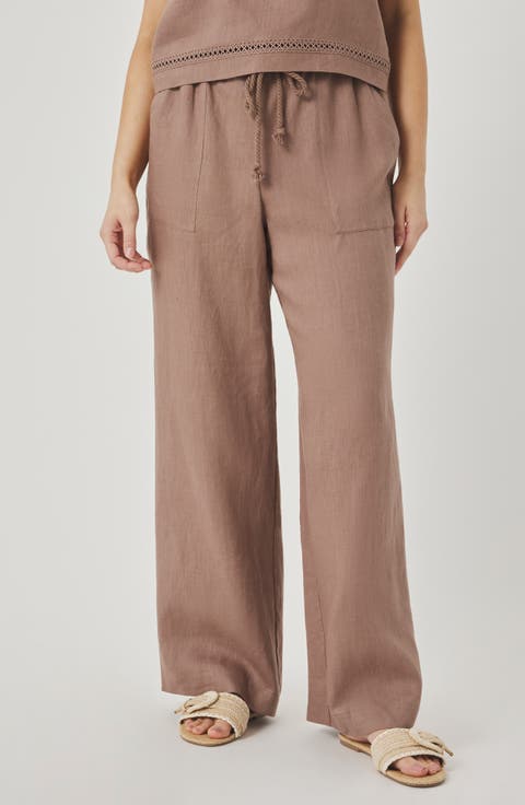 Stella Lace Inset Crop Linen Pants