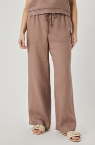 Splendid Stella Lace Inset Crop Linen Pants