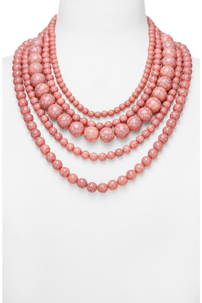 'Globe' Multistrand Beaded Necklace, Alternate, color, MEDIUM PINK
