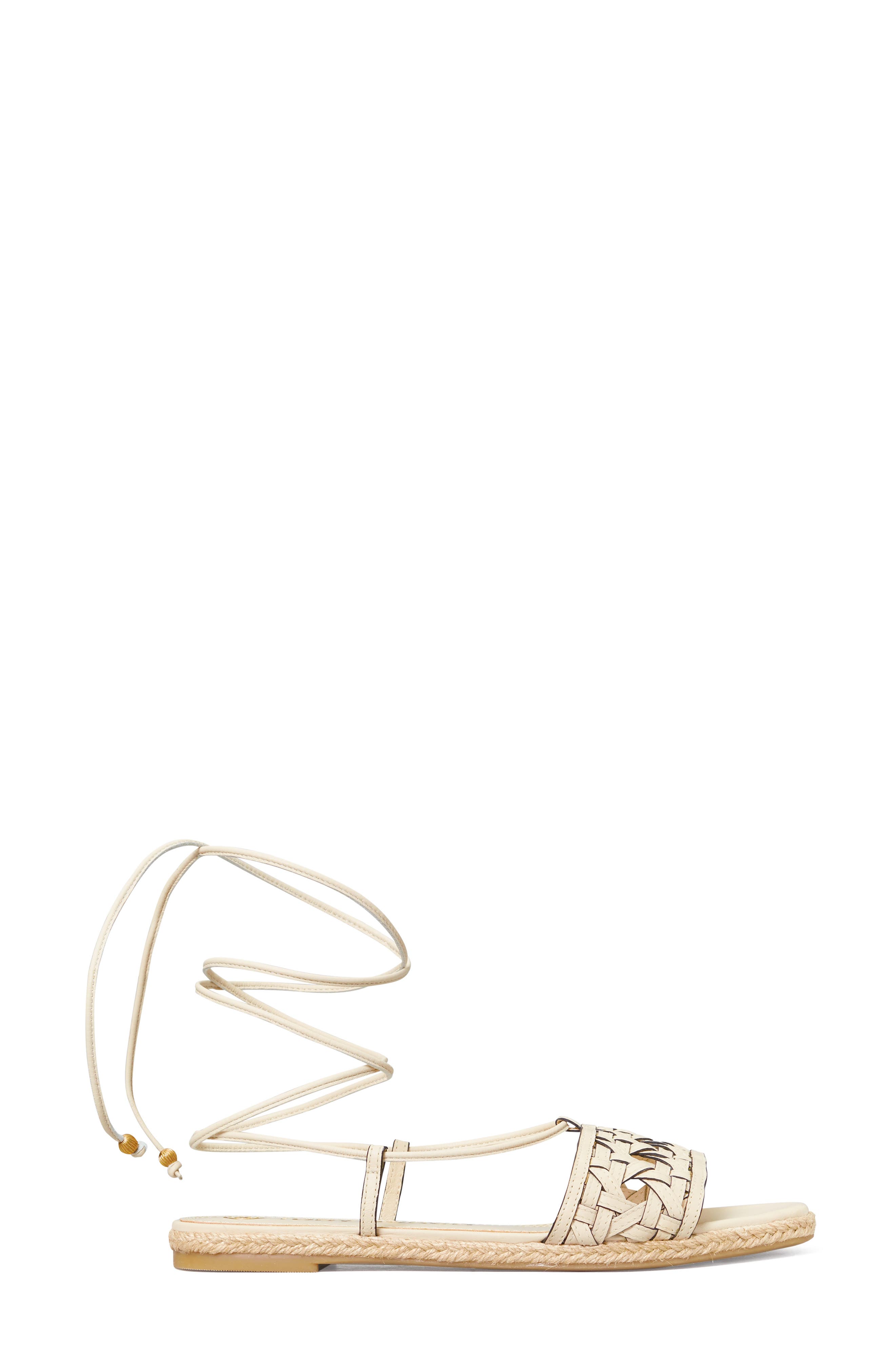 Tory Burch Basketweave Lace-Up Sandal, Alternate, color, 