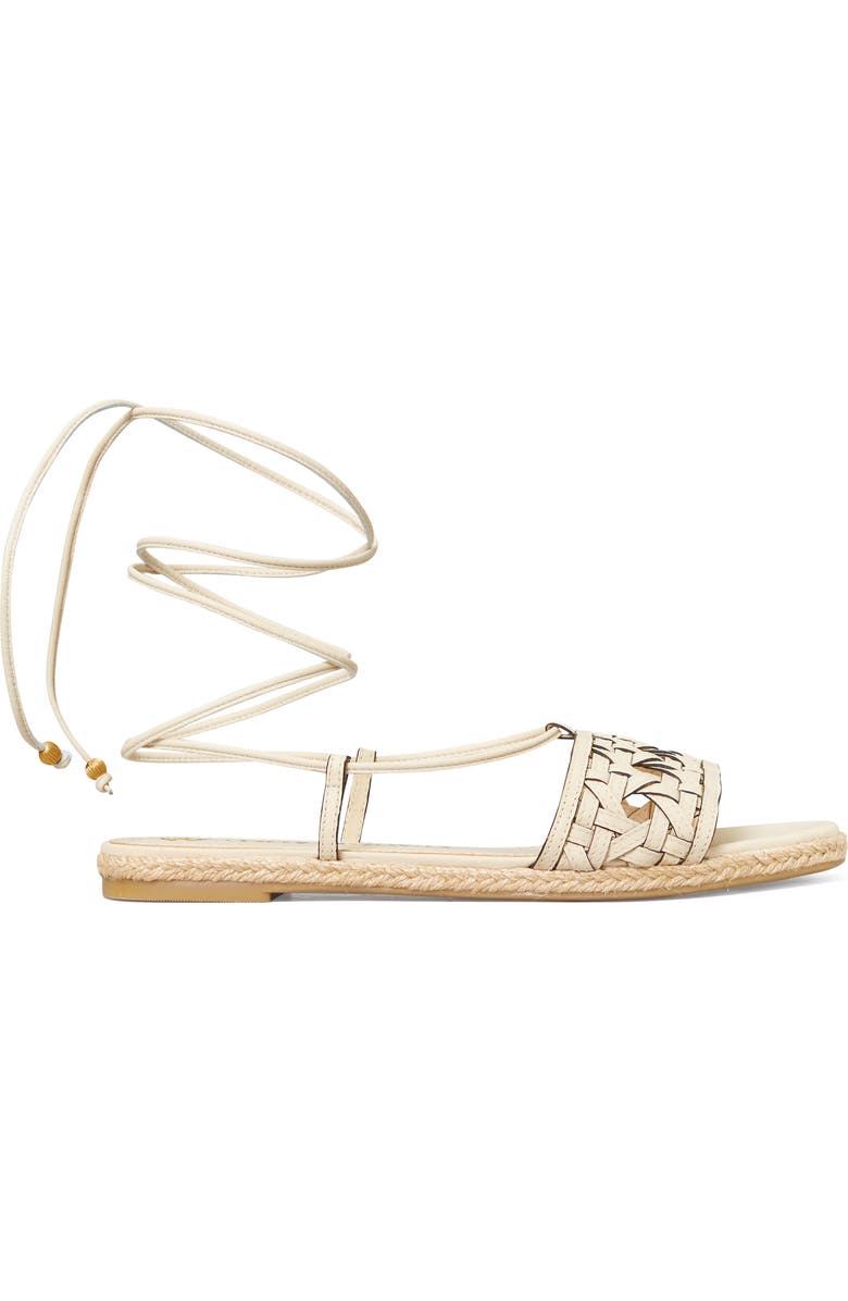 Tory Burch Basketweave Lace-Up Sandal, Alternate, color,