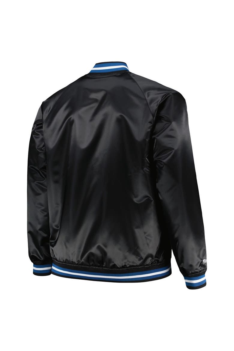 Men's Mitchell & Ness Black Minnesota Timberwolves Big & Tall Hardwood Classics Wordmark Satin Raglan Full-Zip Jacket, Alternate, color, Black