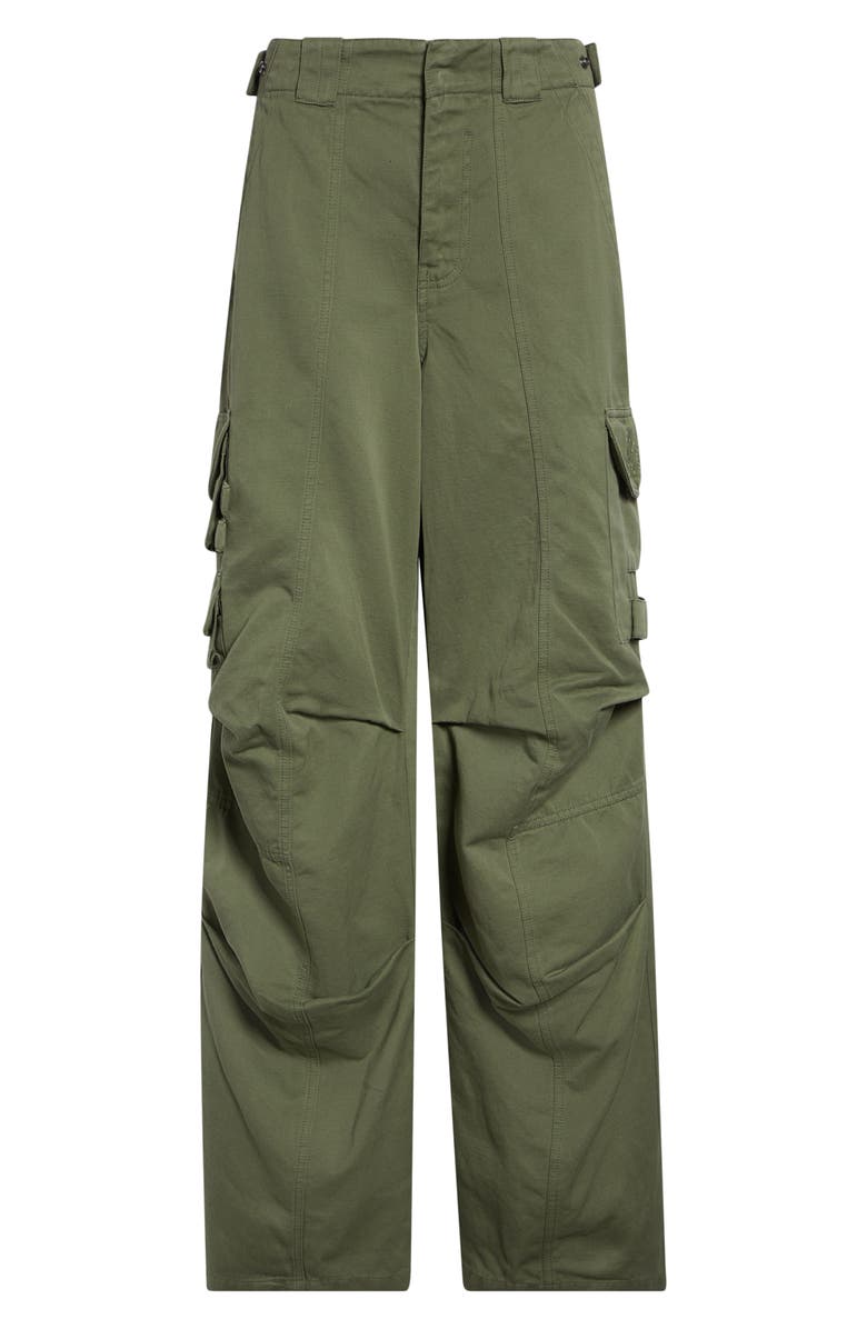 Balmain Cotton & Linen Cargo Pants, Main, color, 7Ec Green