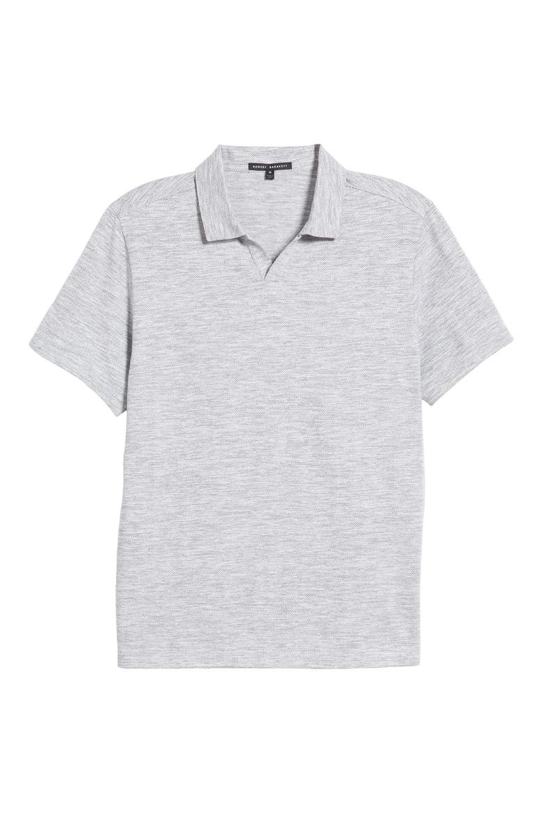 Martel Slim Fit Herringbone Jacquard Johnny Collar Polo, Alternate, color, GREY