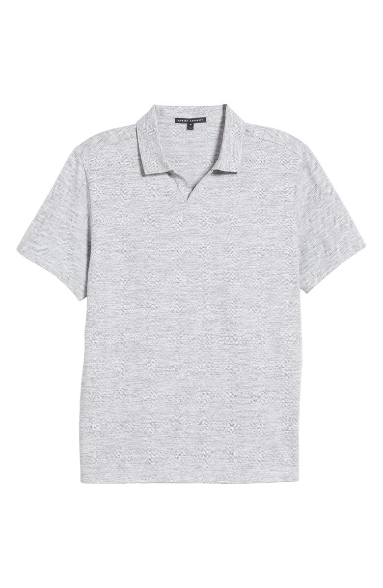 Robert Barakett Martel Slim Fit Herringbone Jacquard Johnny Collar Polo, Alternate, color, Grey